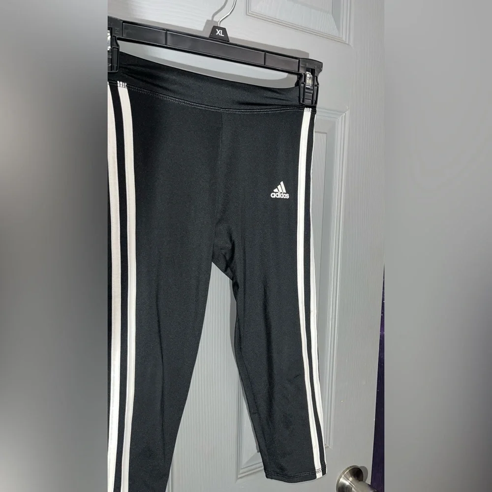 Adidas Kids Black Leggings‎ with White Accents